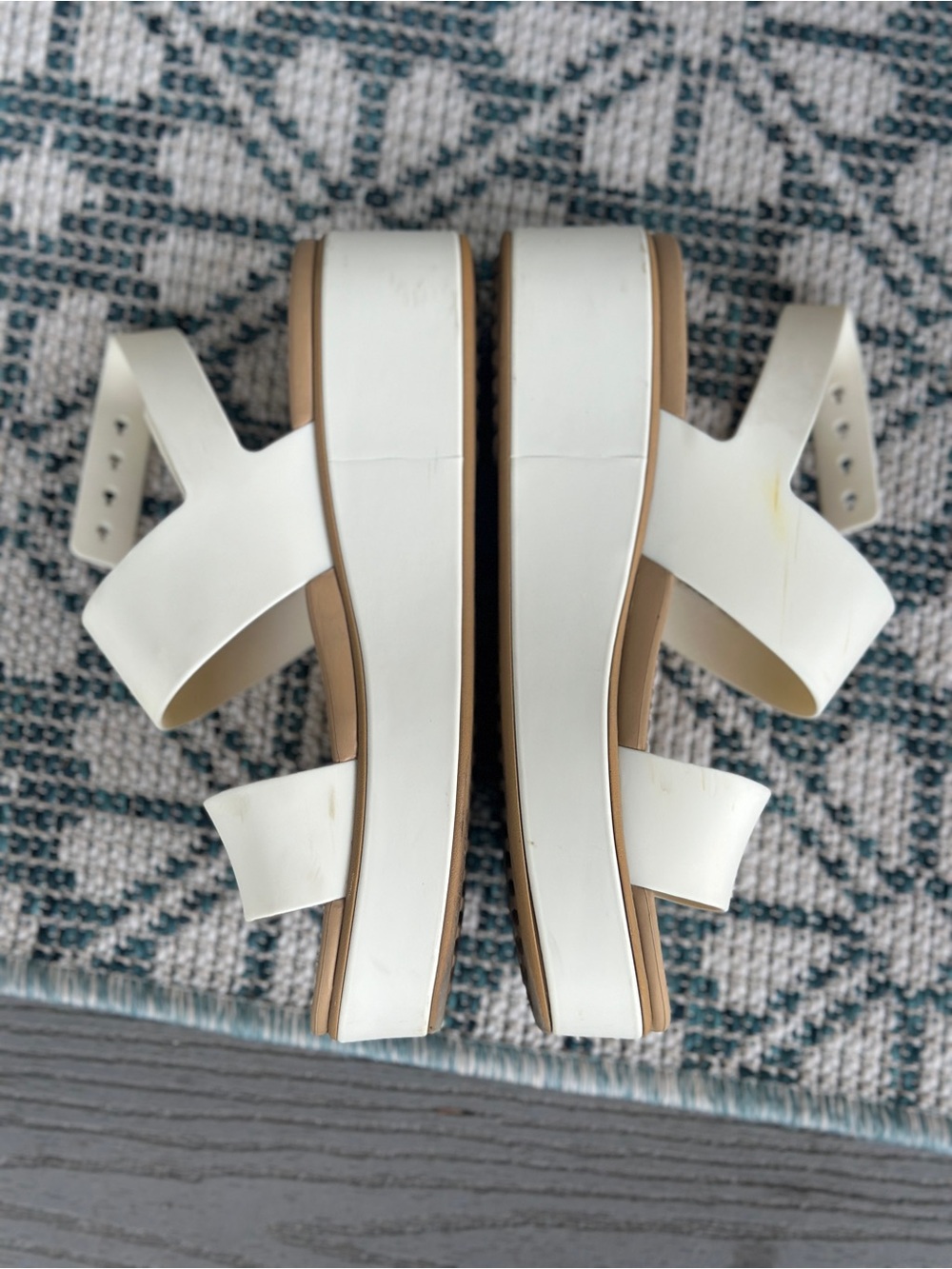 CROCS Women's Brooklyn Low Wedge Sandals chalk tan - Picture 3 of 6